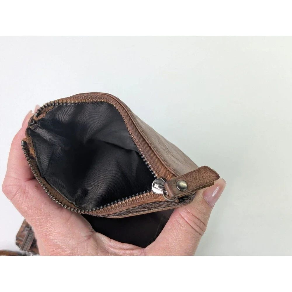 GEBI Product Genuine Leather Bifold Zip Around Wallet Brown Distressed Card...